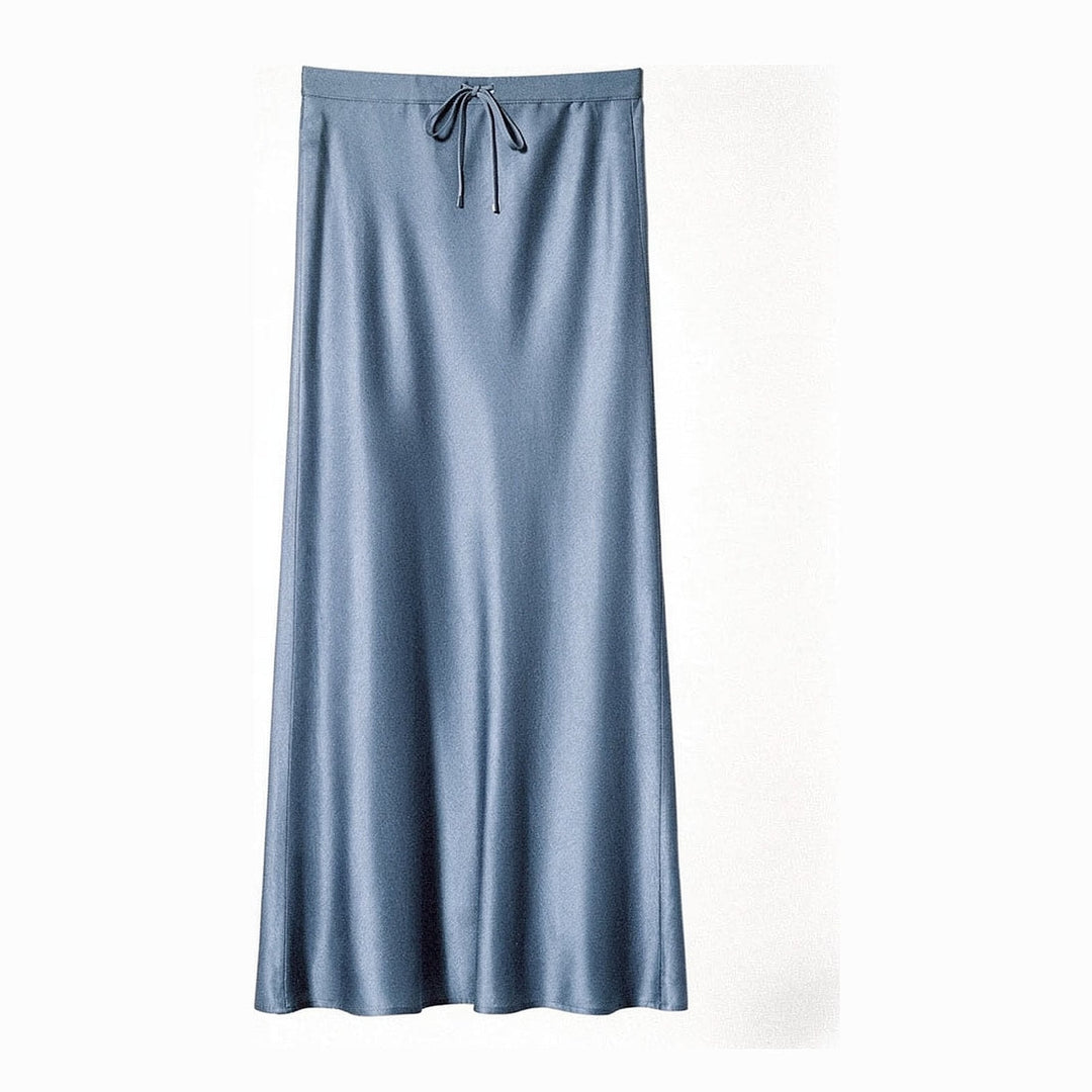 Women's Satin Maxi Skirt in Blue, front view