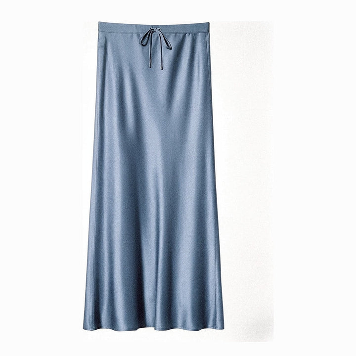 Women's Satin Maxi Skirt in Blue, front view