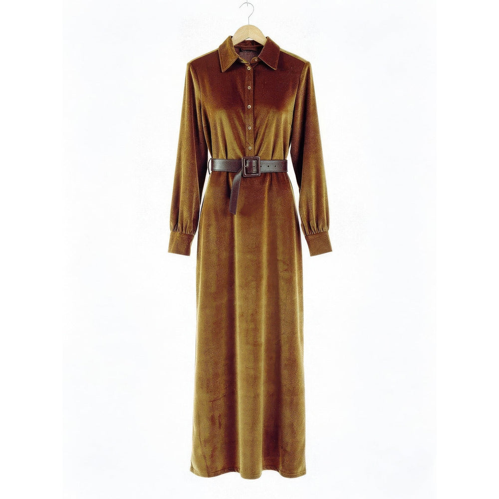 Women's Faux Suede Shirt Dress, front view