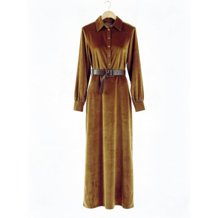 Women's Faux Suede Shirt Dress, front view