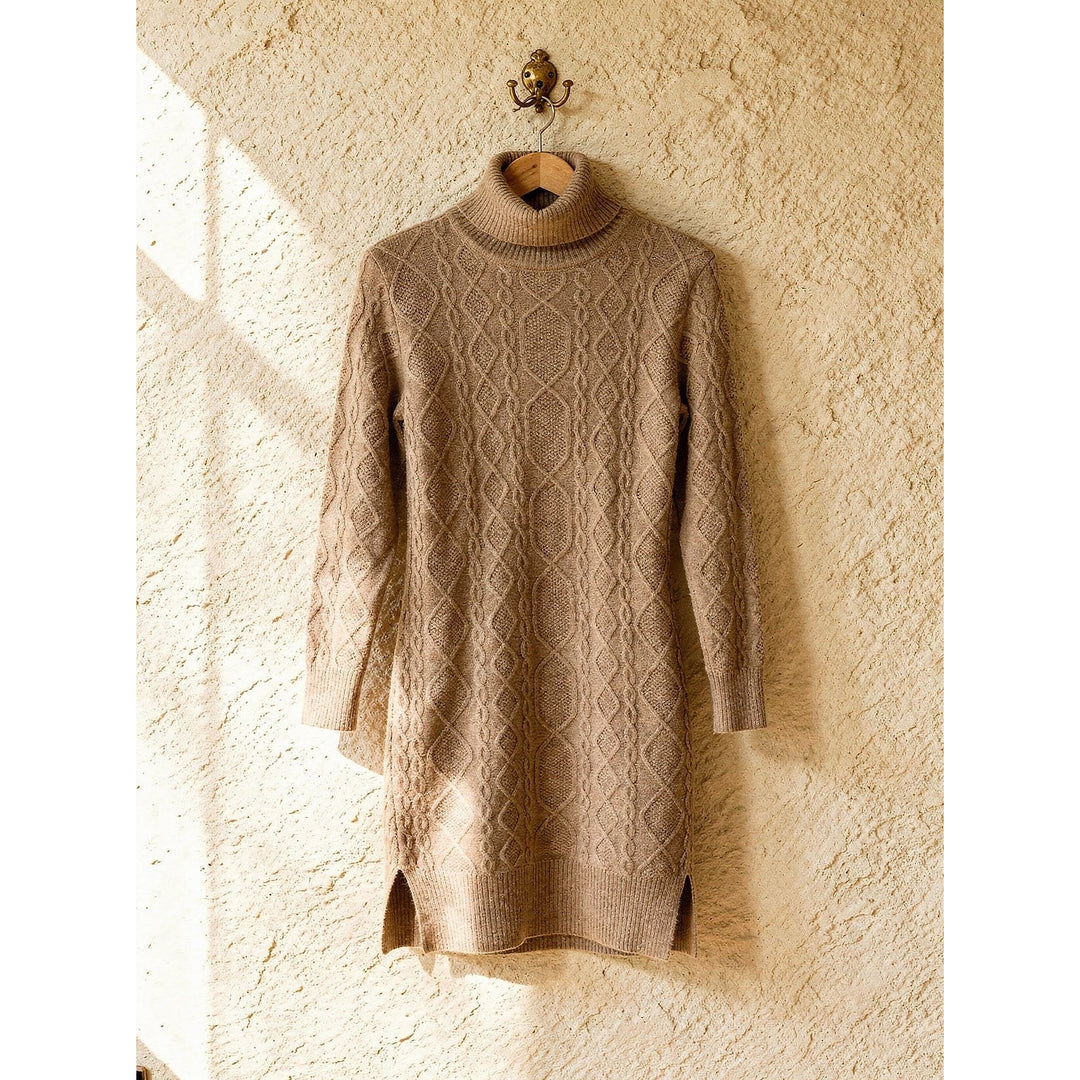 Women's Cable Knit Sweater Dress, front view