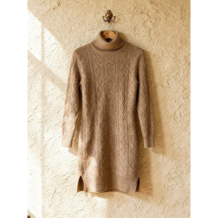 Women's Cable Knit Sweater Dress, front view
