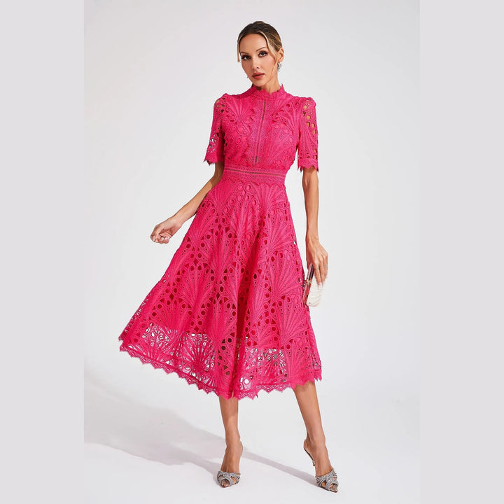 Women's Lace Dress in Pink, front view