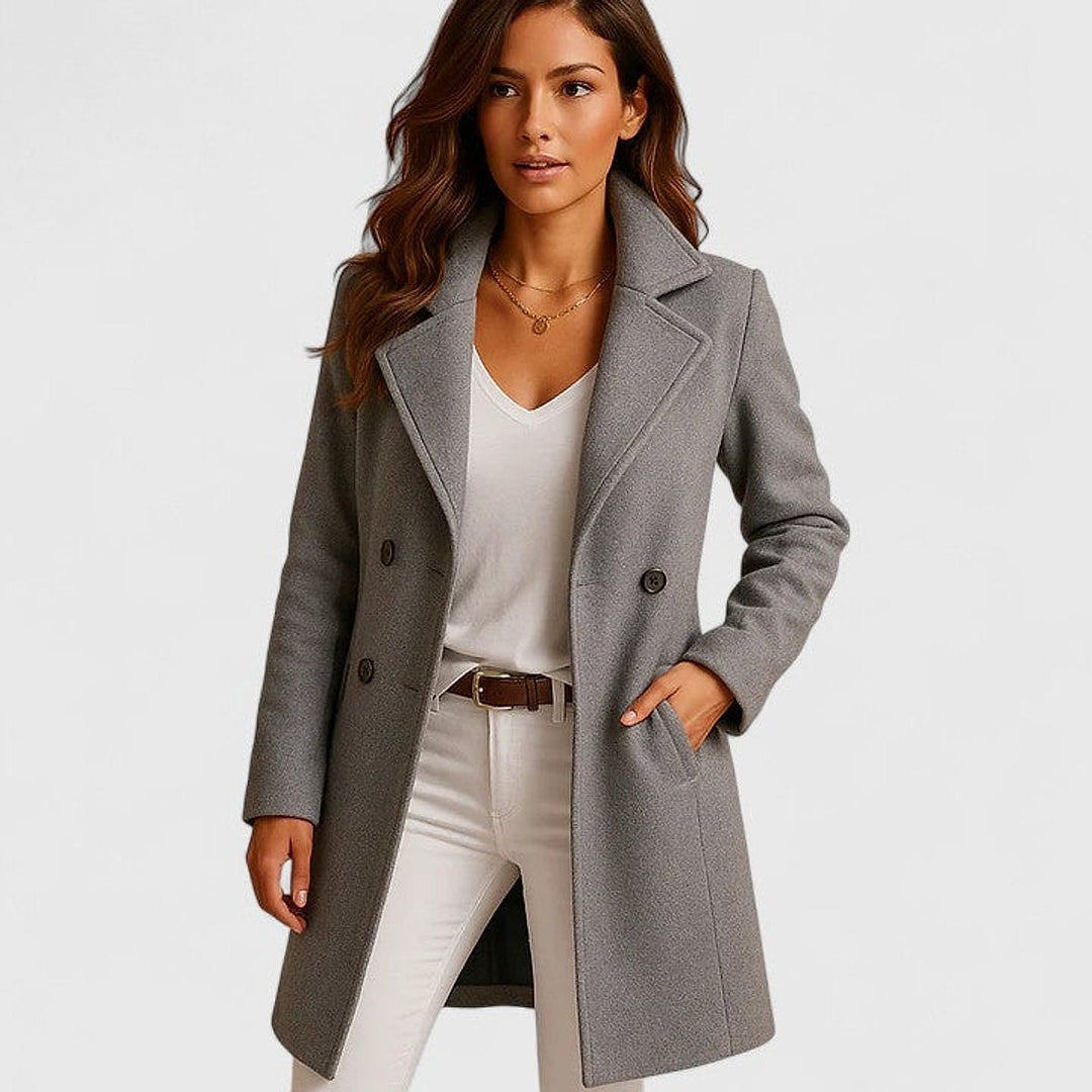 Women's Tailored Coat in Gray, front view