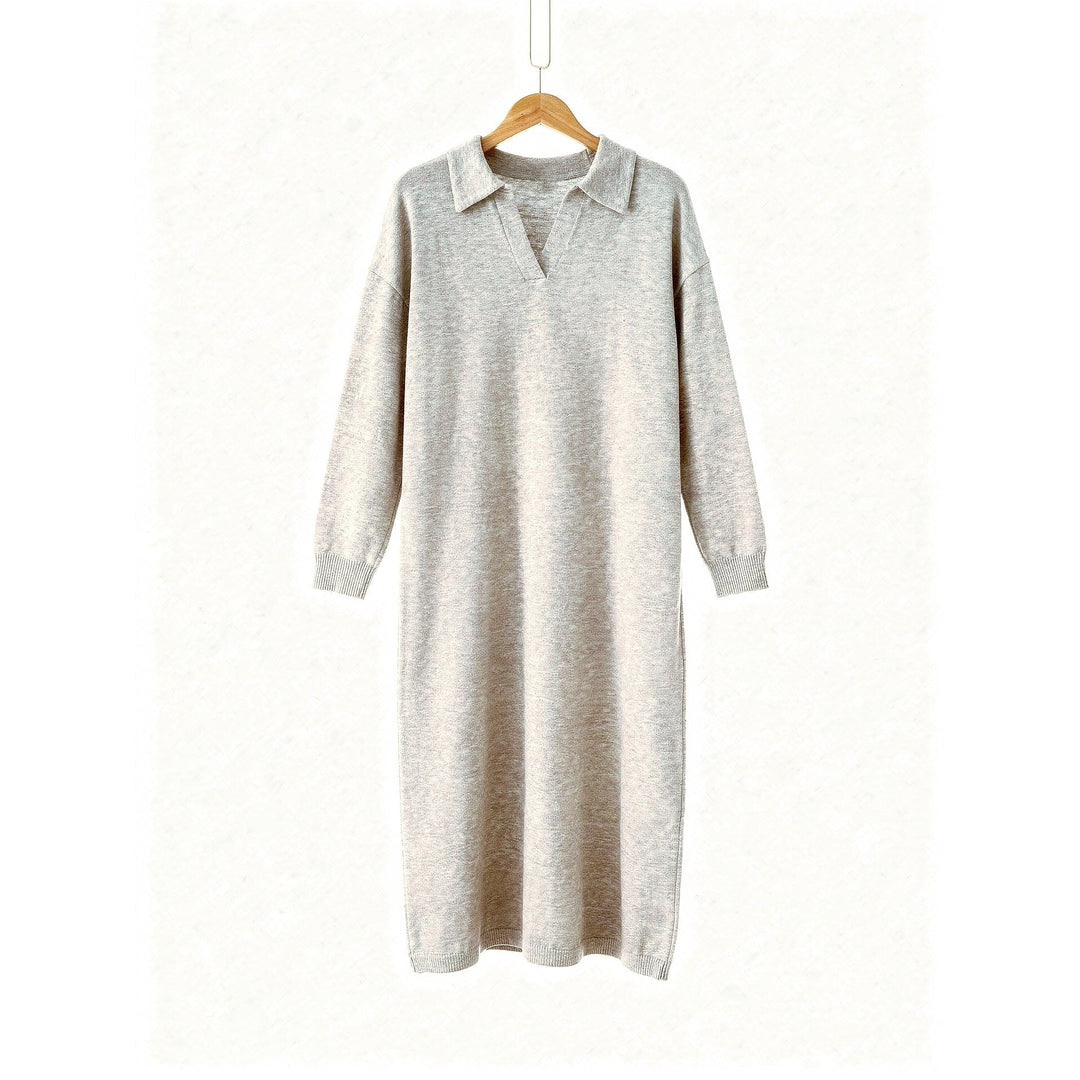 Women's Oversized Sweater Dress in Beige, front view