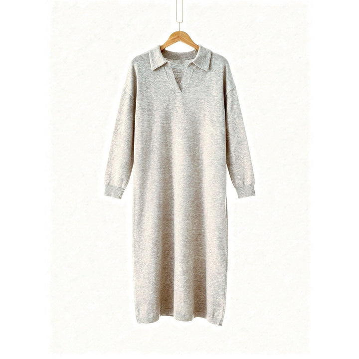 Women's Oversized Sweater Dress in Beige, front view