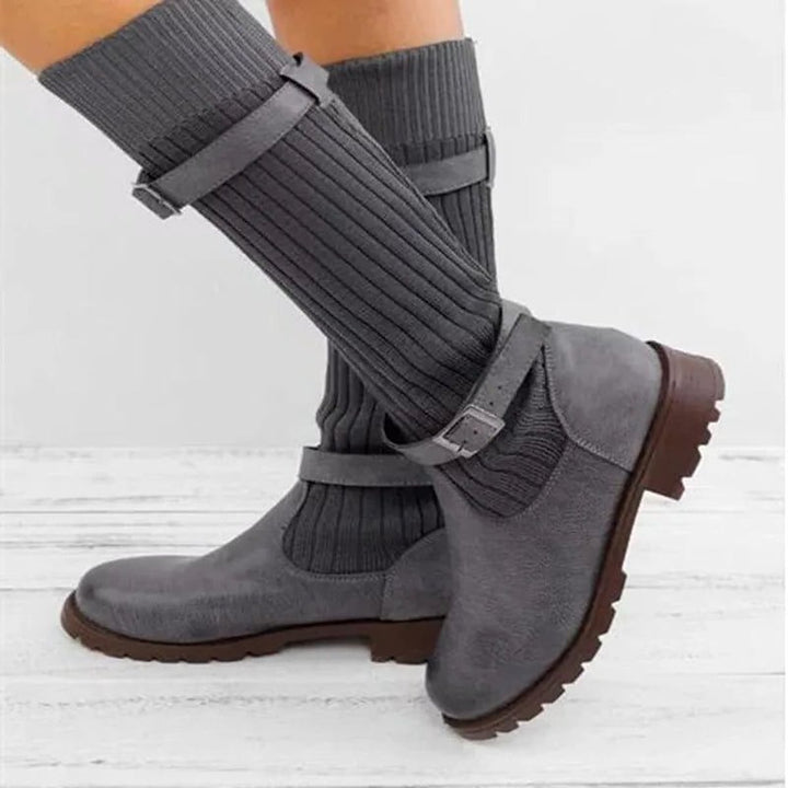 Women's Knit Slouch Winter Boots, side view 2