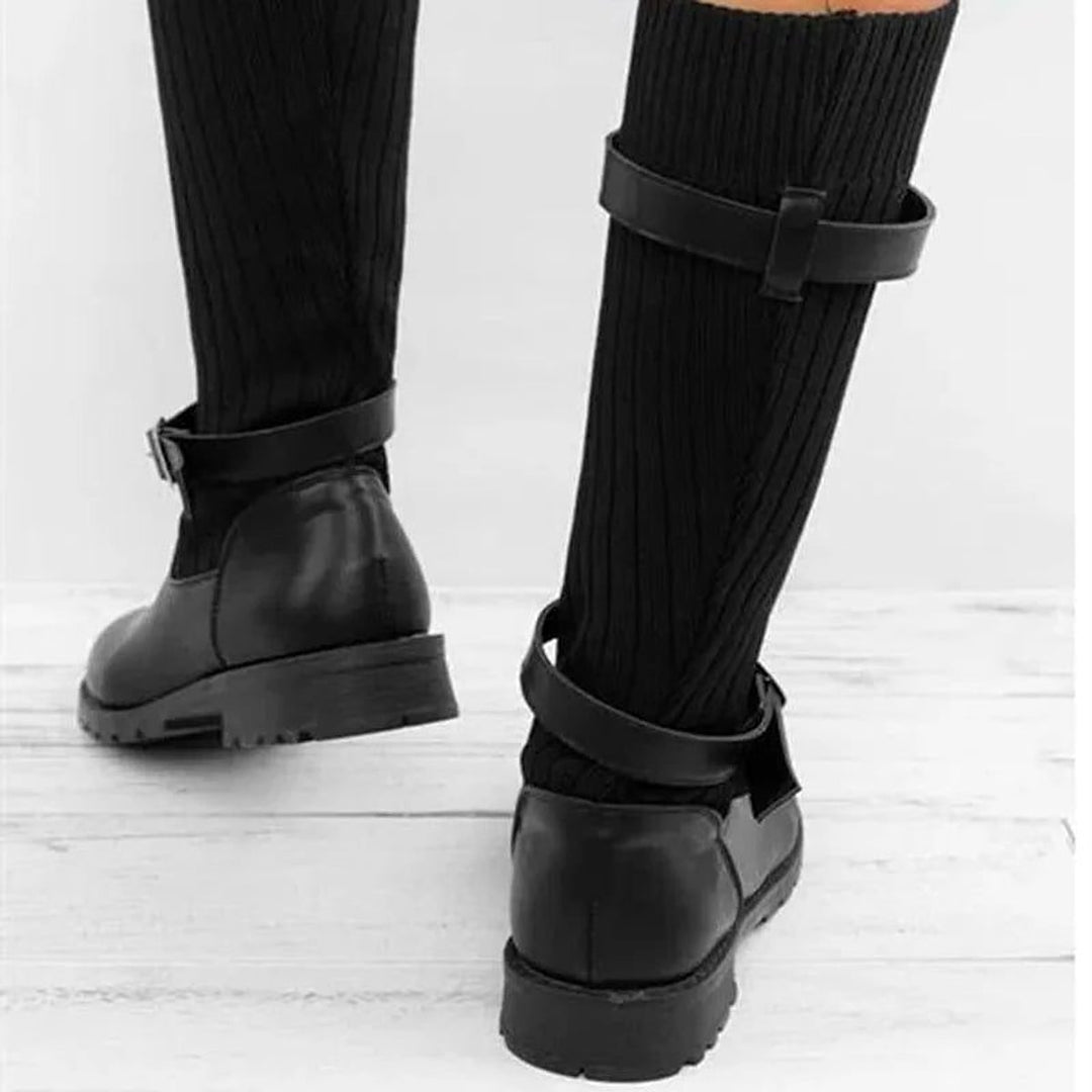 Women's Knit Slouch Winter Boots, back view 2