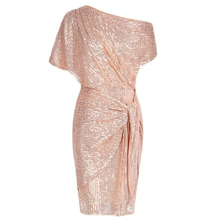Women's New Year's Eve Dress in Light Pink, detail view