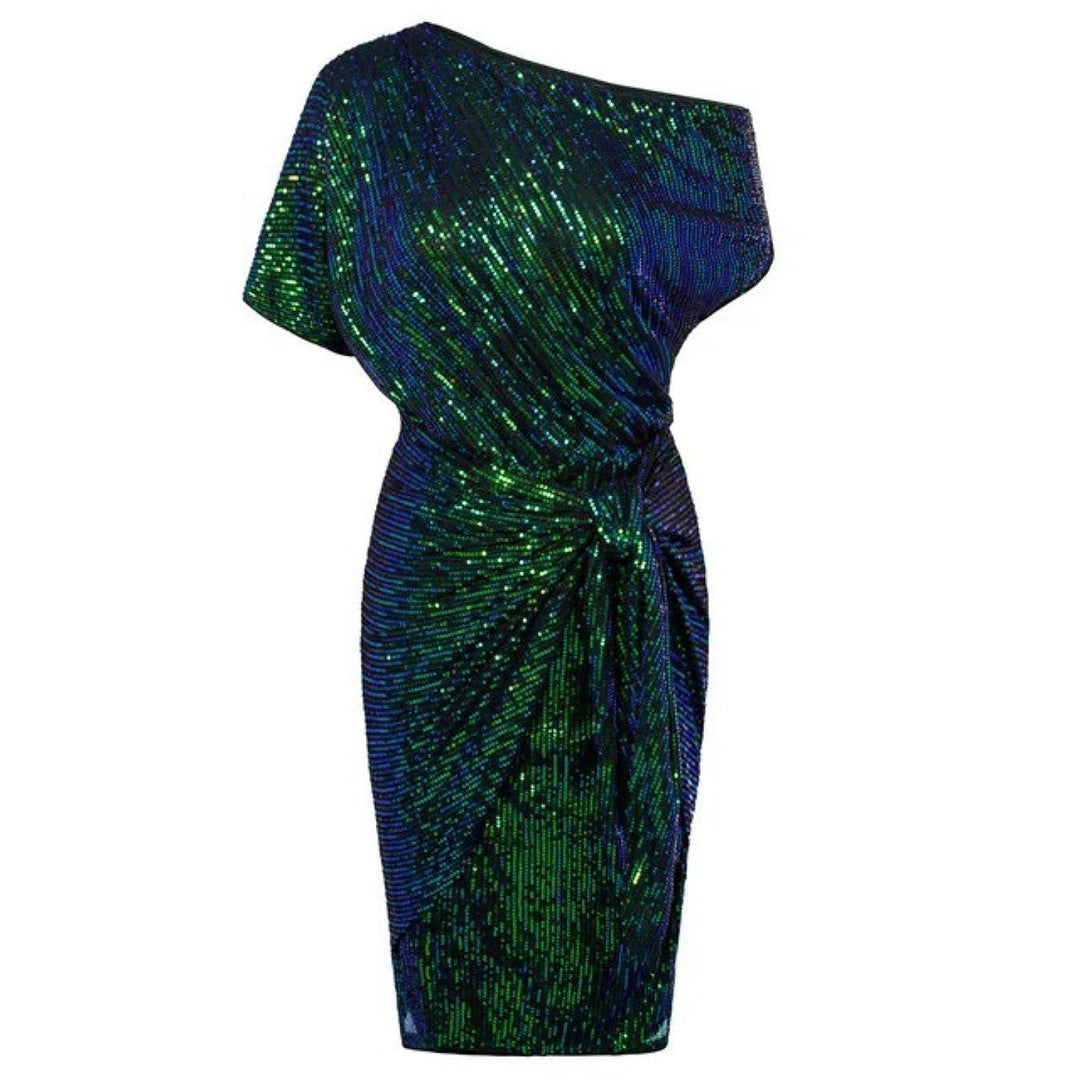 Women's New Year's Eve Dress in Dark Green, front view