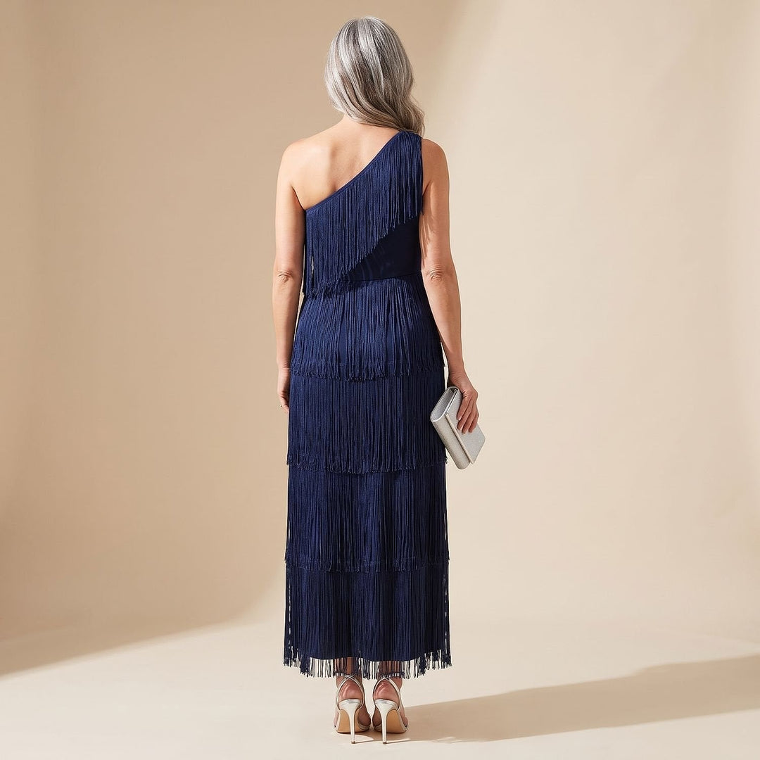 Women's Fringe Maxi Dress, back view