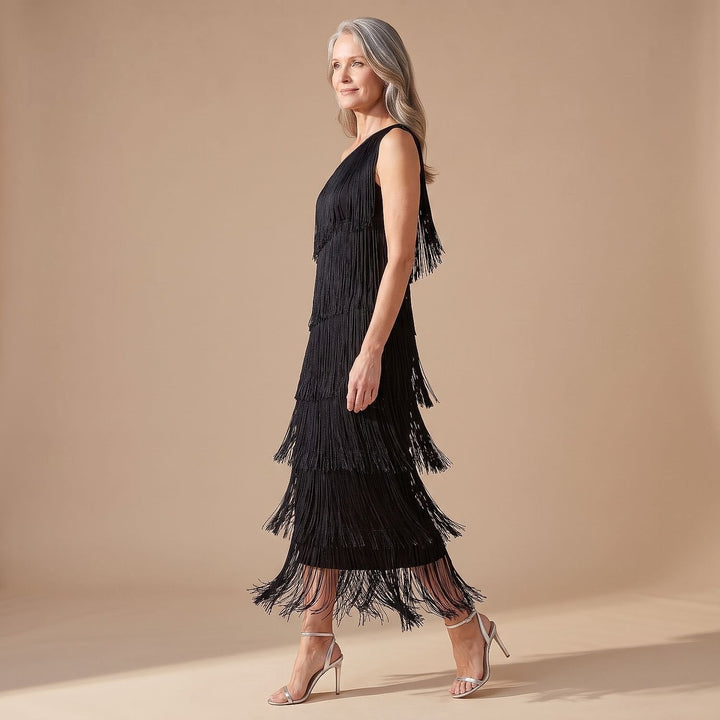 Women's Fringe Maxi Dress, side view