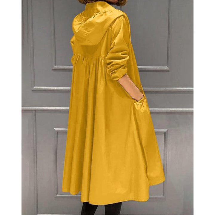 Women's Hooded Trench Coat in Yellow, back view