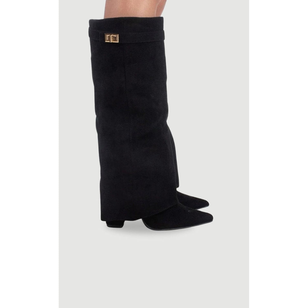 Women's Fold Over Knee High Boots, back view