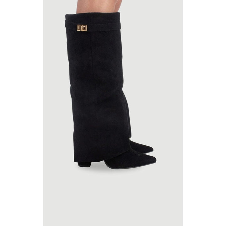 Women's Fold Over Knee High Boots, back view