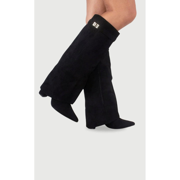 Women's Fold Over Knee High Boots, side view