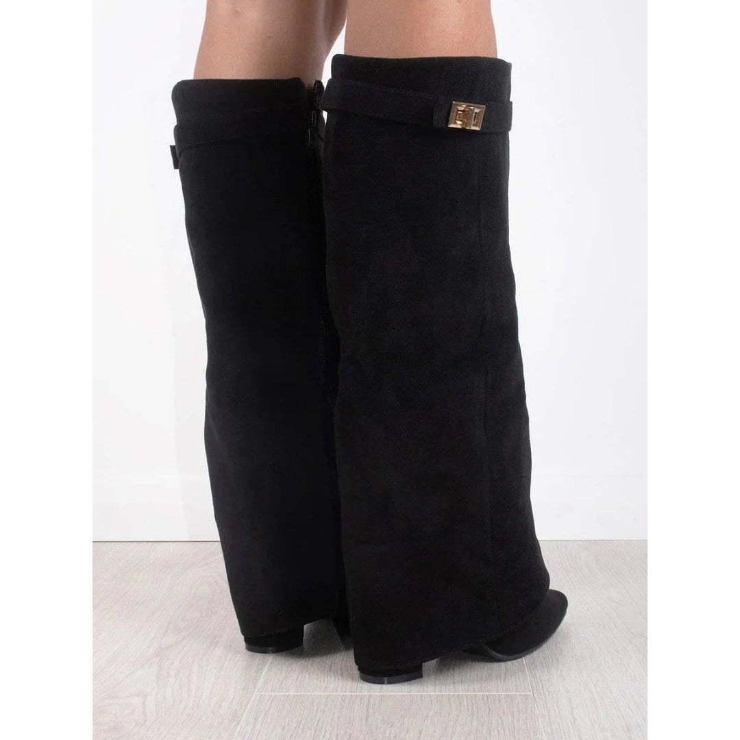 Women's Fold Over Knee High Boots, back view 2