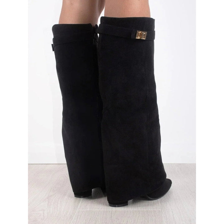 Women's Fold Over Knee High Boots, back view 2