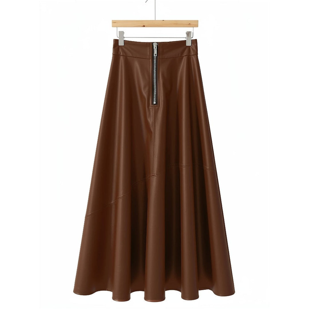 Women's Faux Leather Maxi Skirt, back view