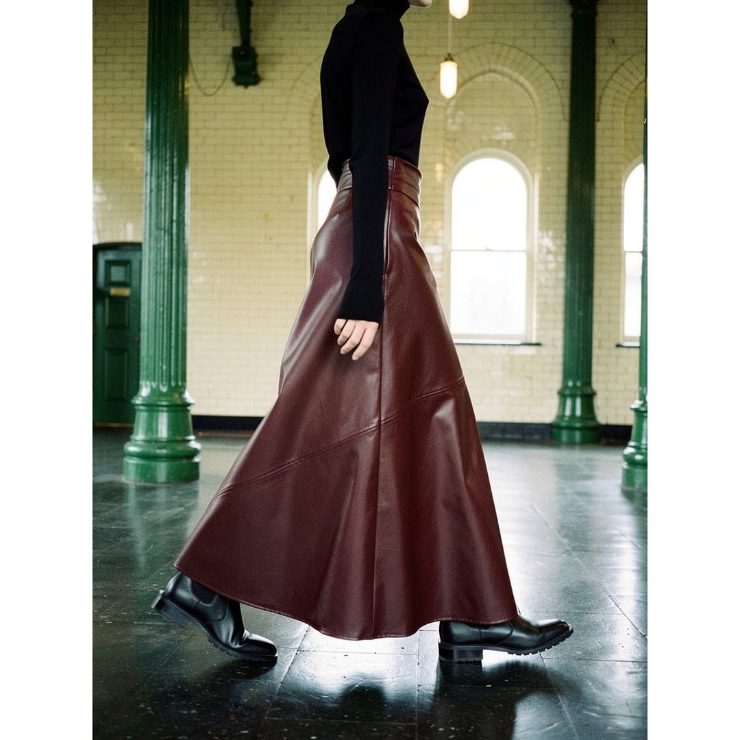 Women's Faux Leather Maxi Skirt, side view