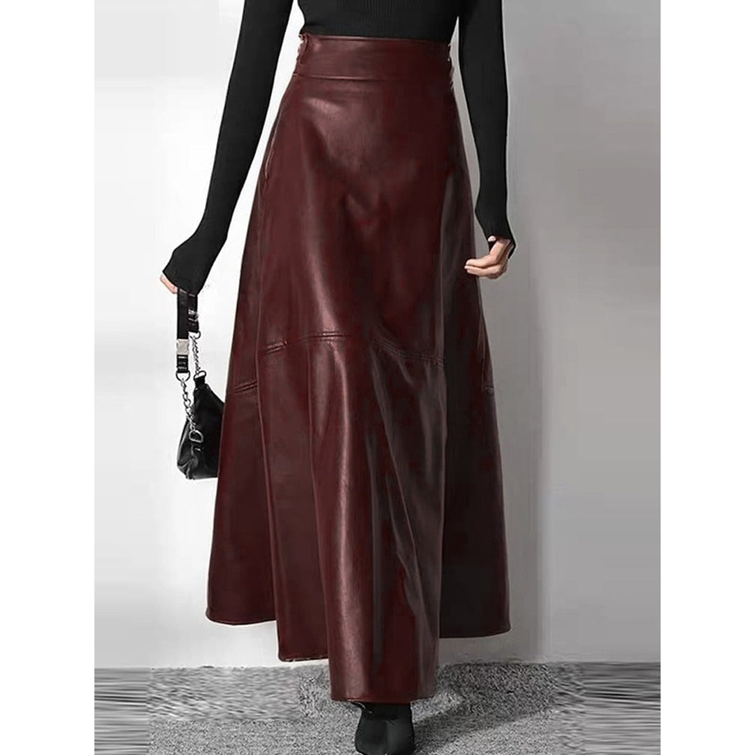 Women's Faux Leather Maxi Skirt, front view