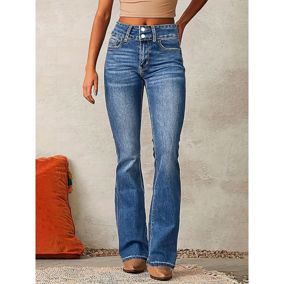 Women’s Wide Leg Jeans in Blue, front view