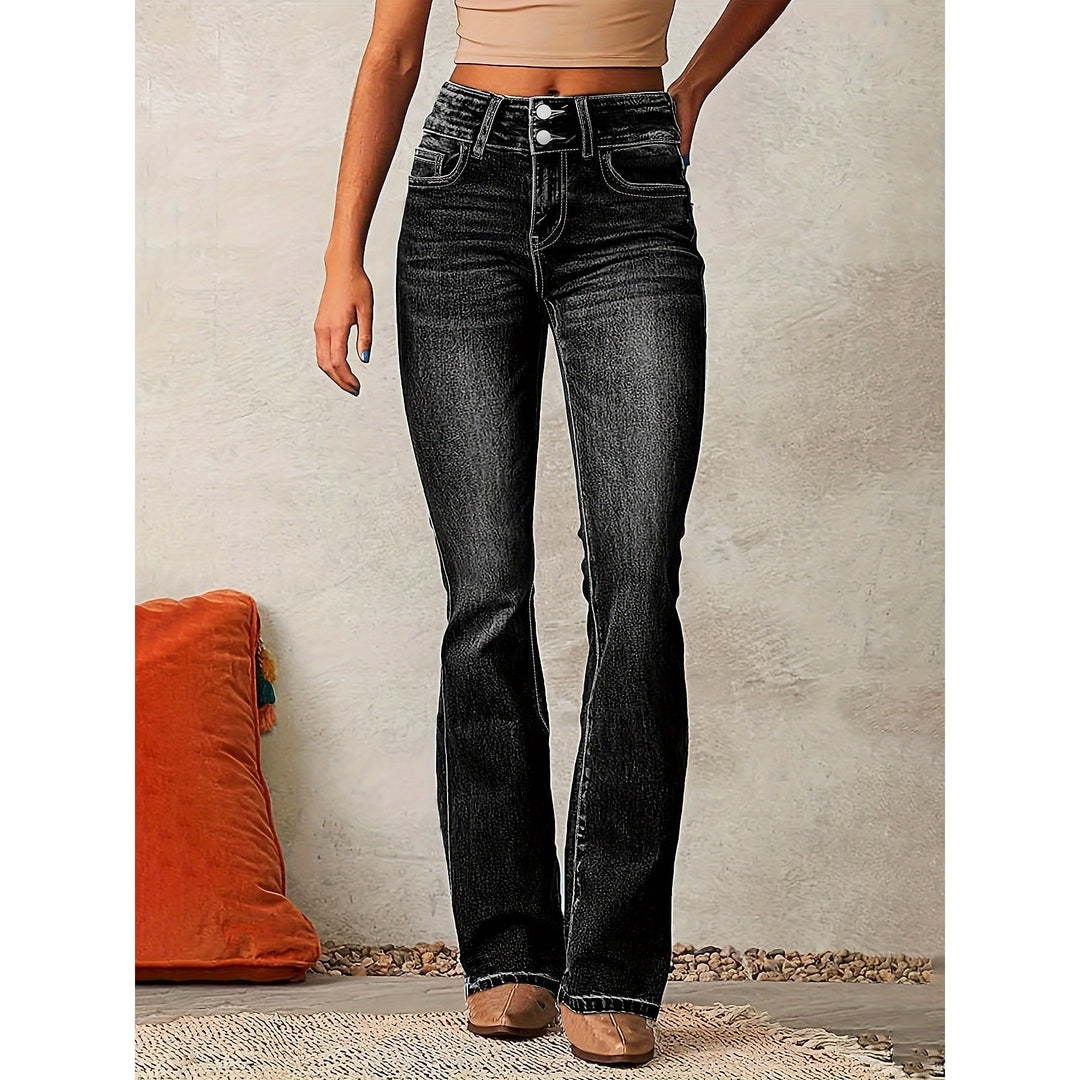 Women’s Wide Leg Jeans in Black, front view