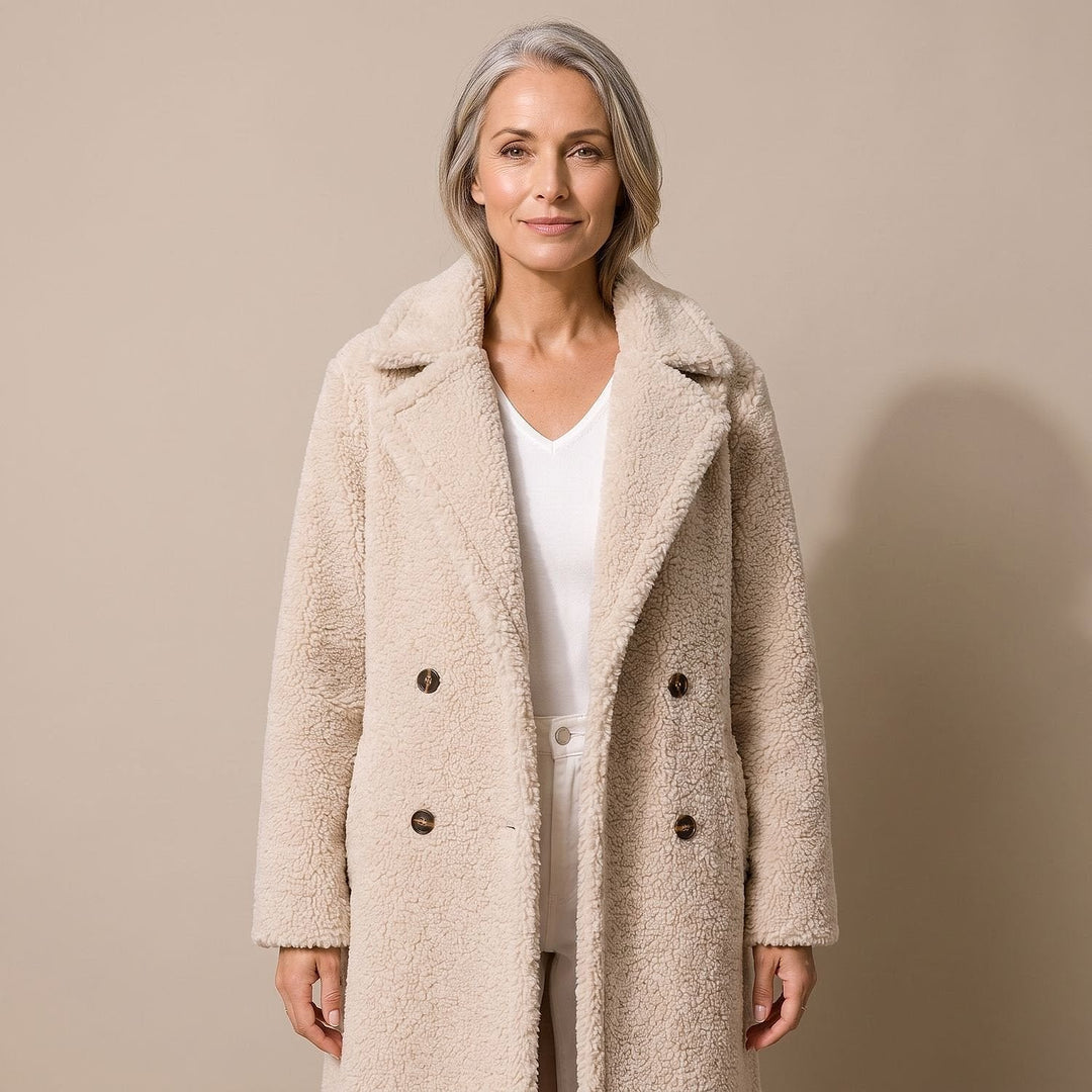 Women's Teddy Coat in Beige, front view