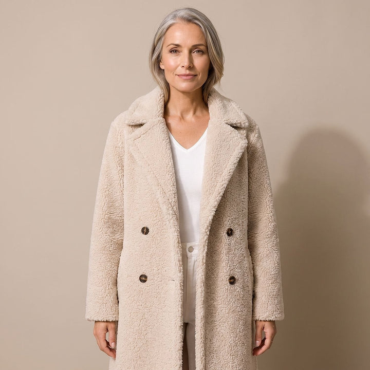 Women's Teddy Coat in Beige, front view