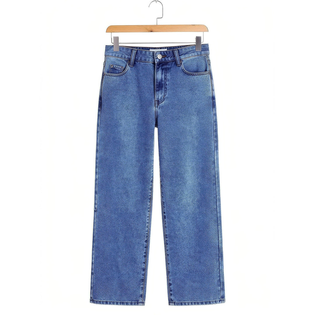 Women's High Waisted Jeans in Blue, front view