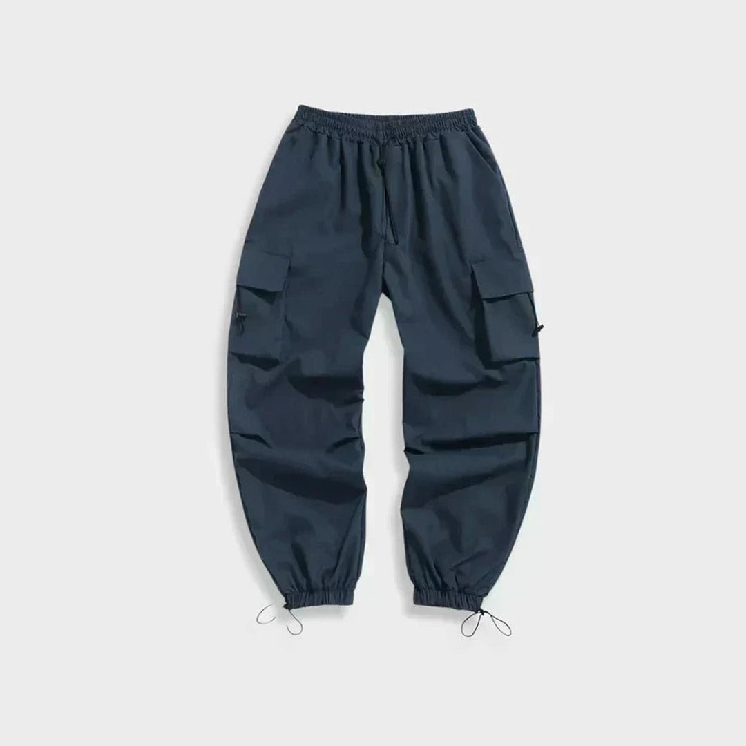 Men's Wide Leg Cargo Pants in Blue, front view