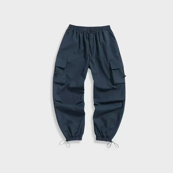 Men's Wide Leg Cargo Pants in Blue, front view