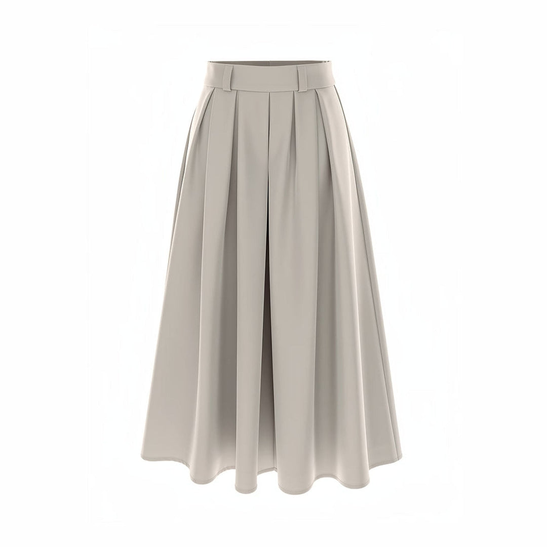 Women's Pleated Midi Skirt in Beige, front view