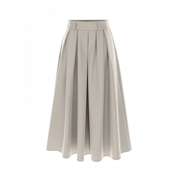 Women's Pleated Midi Skirt in Beige, front view