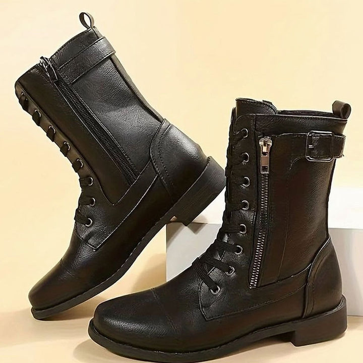 Women’s Mid Calf Combat Boots, front view 3