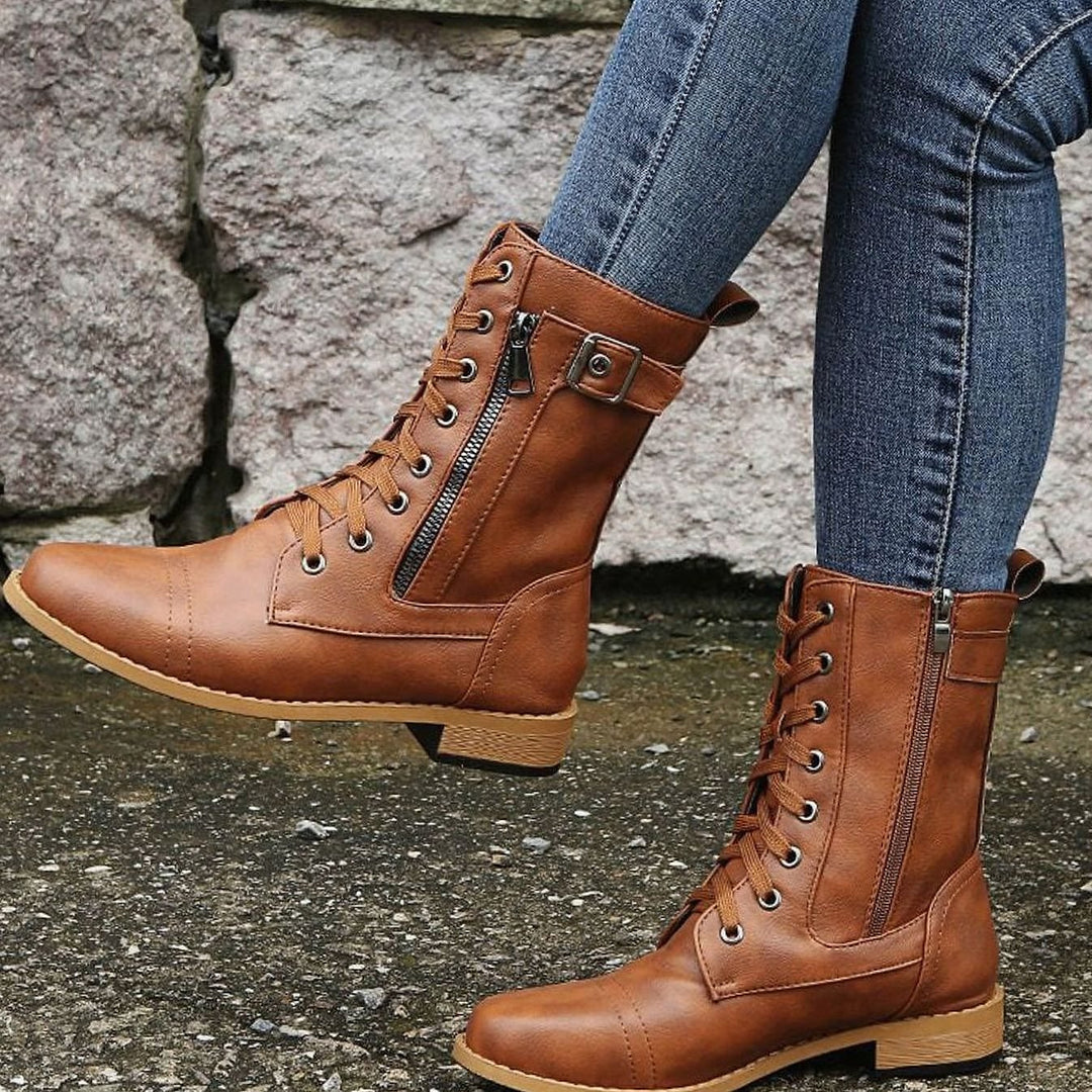 Women’s Mid Calf Combat Boots, detail view