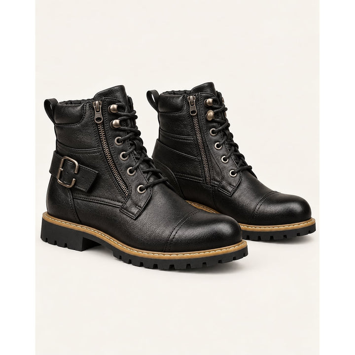 Men's Combat Boots in Black, front view