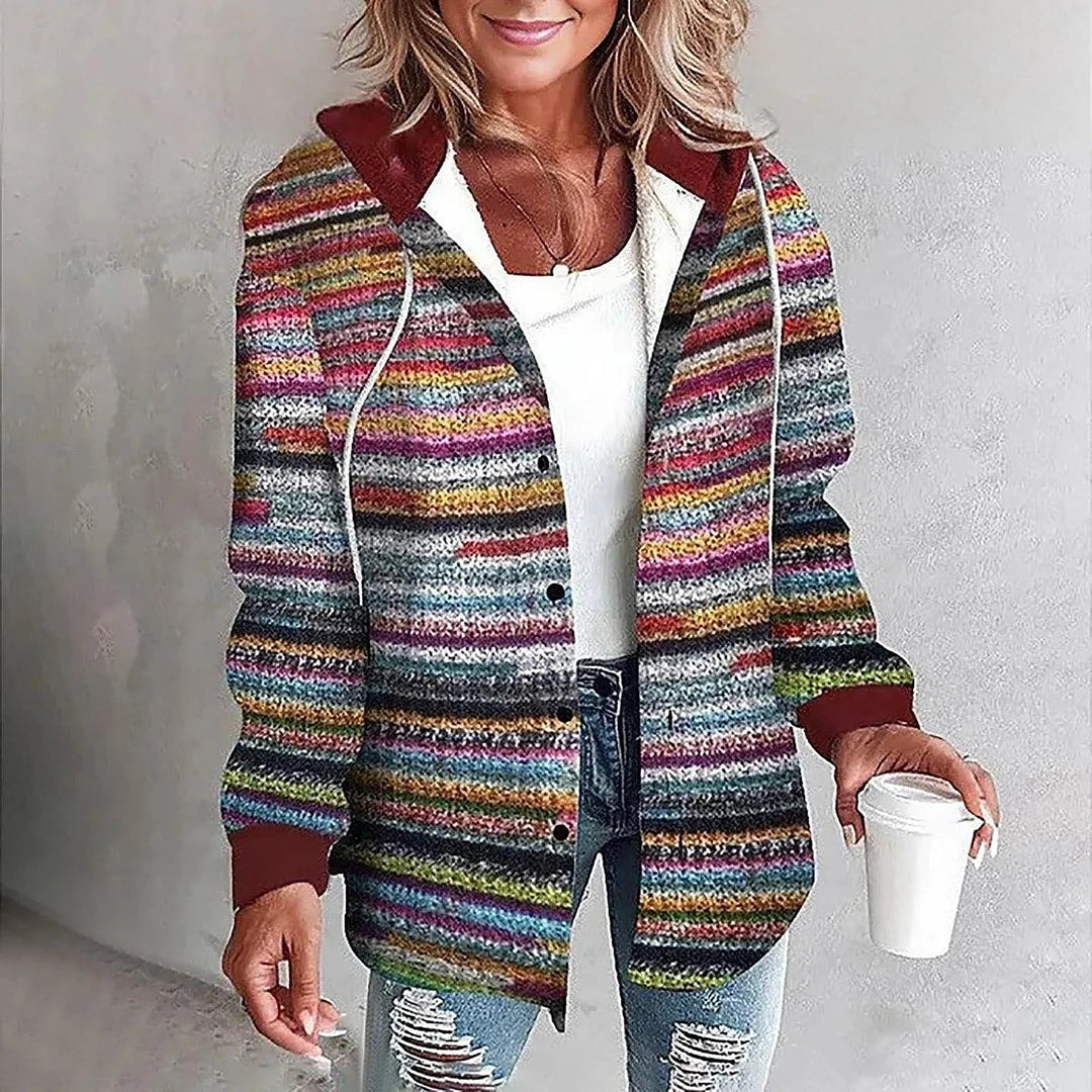 Women's Oversized Plaid Cardigan in Multicolor, front view