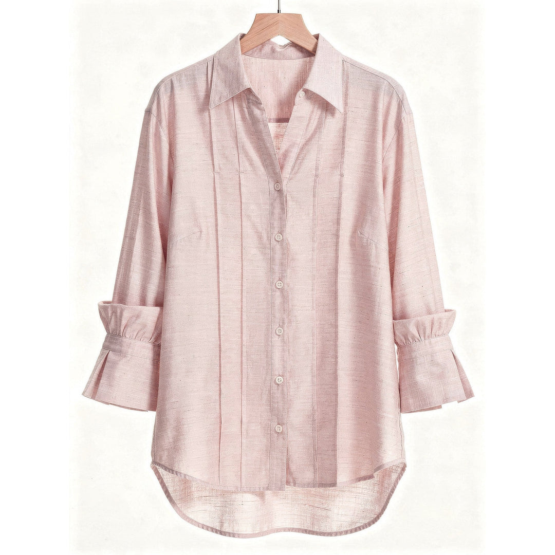 Women's Flared Cuff Blouse in Light Pink, front view