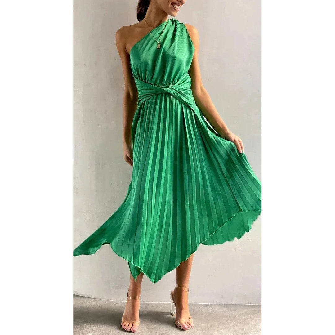 Women's Christmas Party Dress in Green, front view