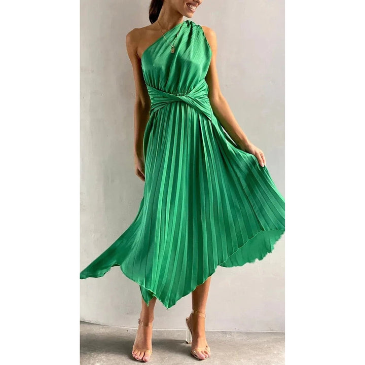 Women's Christmas Party Dress in Green, front view