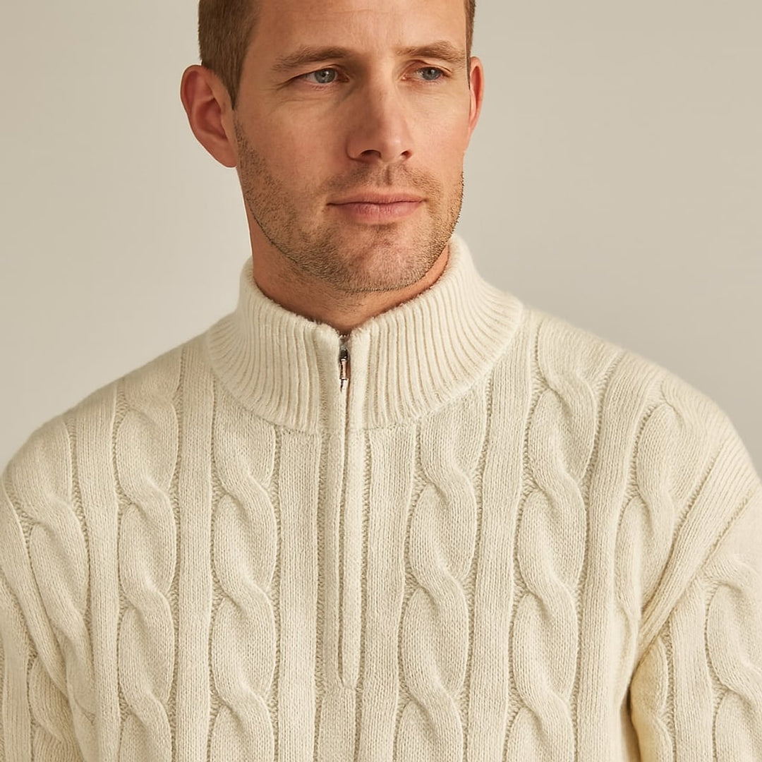 Men's Quarter Zip Sweater, detail view
