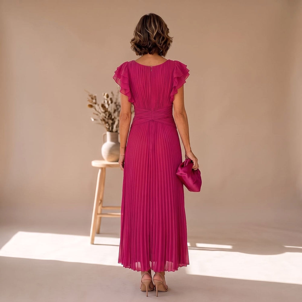 Women's Pleated Midi Dress, back view
