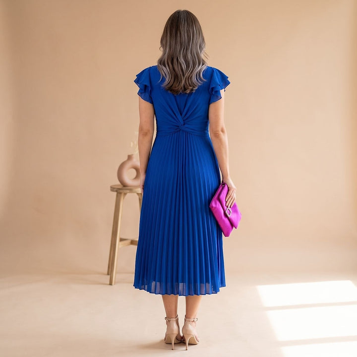 Women's Pleated Midi Dress, back view 2