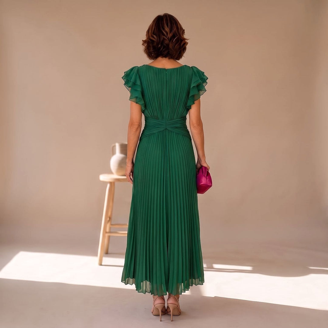 Women's Pleated Midi Dress, back view 3