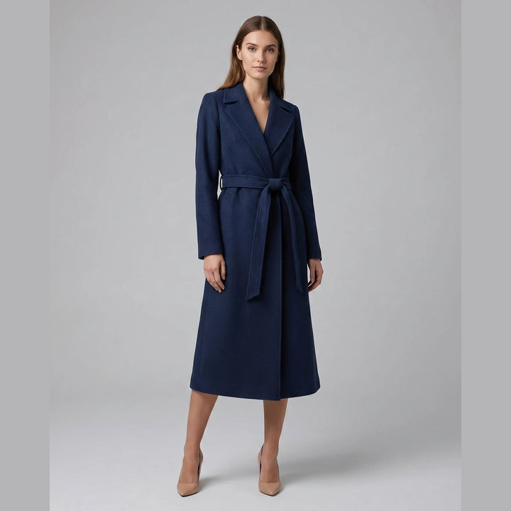Women's Long Wool Coat, front view 2