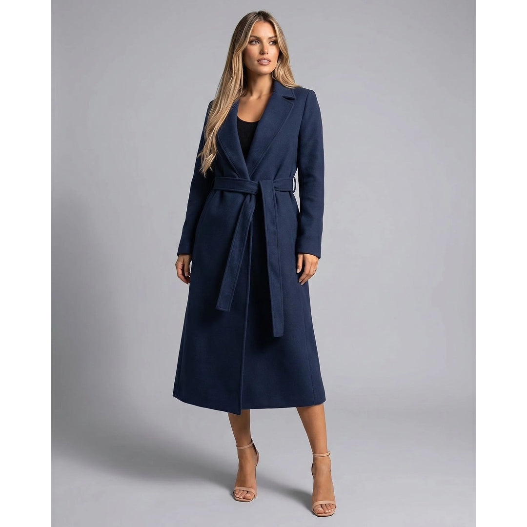 Women's Long Wool Coat, front view 3