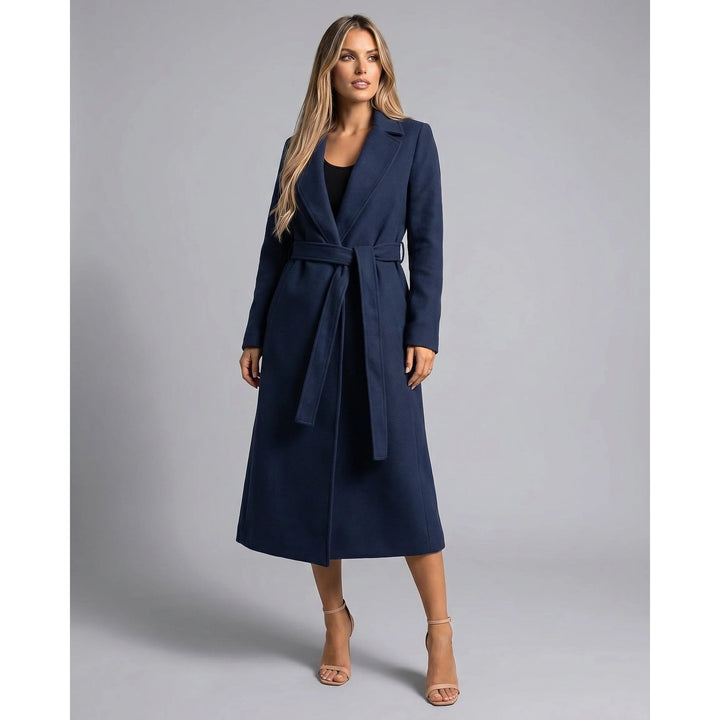 Women's Long Wool Coat, front view 3
