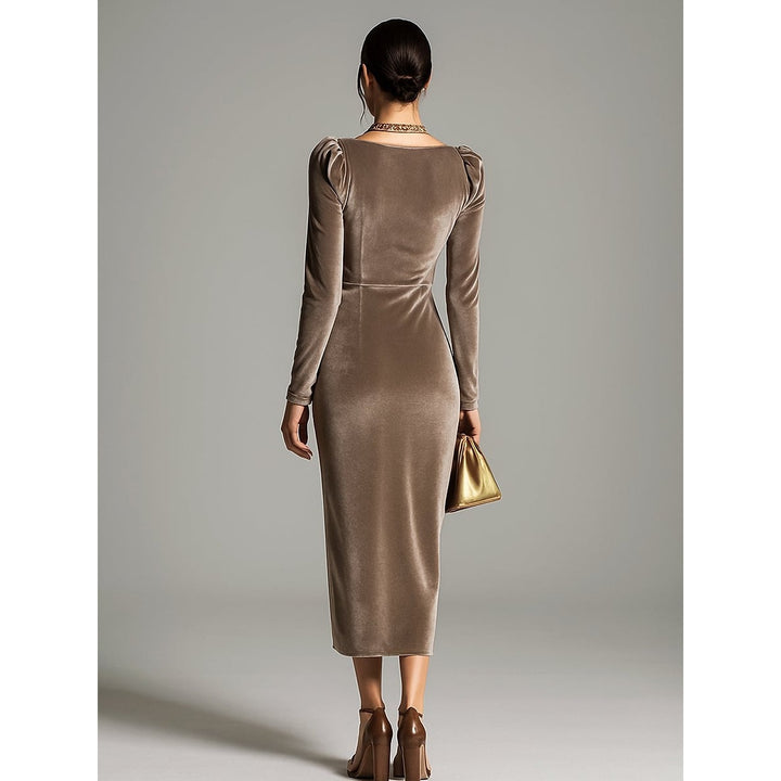 Women's Cowl Neck Velvet Dress, back view