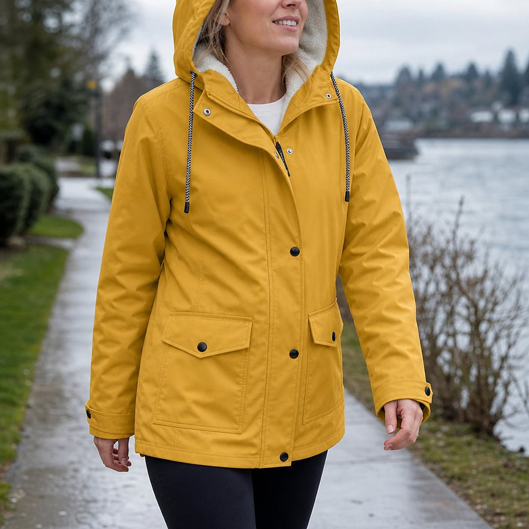 Women's Fleece Lined Jacket in Yellow, front view